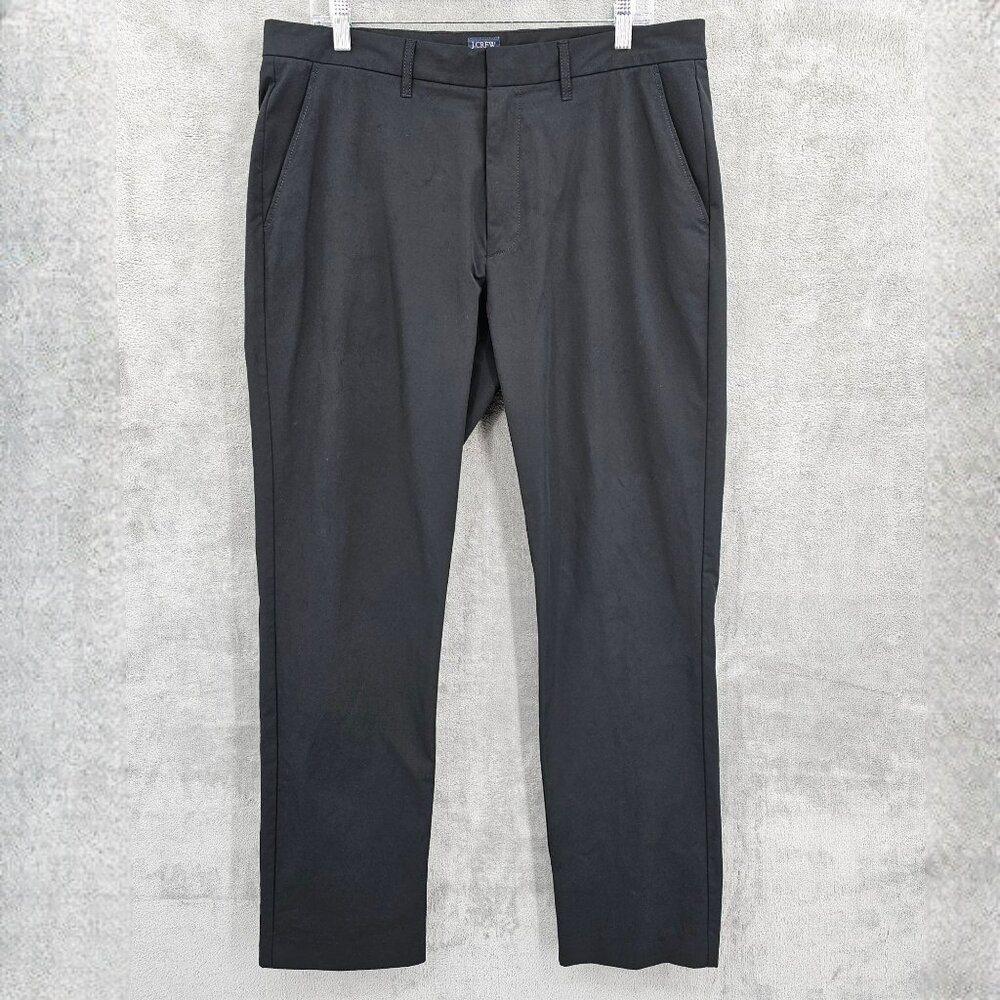 J Crew Factory Thompson Flex Pants 35x32 Black Tapered Poly Tech Comfort Casual